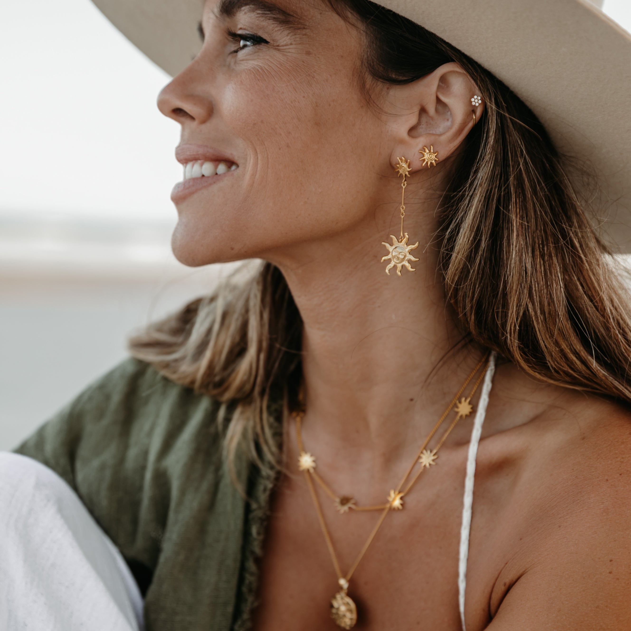 Neri x Luna & Rose - Double Sunshine Earrings - Gold