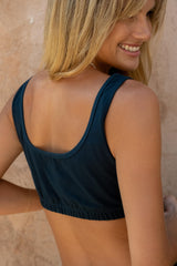 Catie Crop - *ORGANIC COTTON* - Ocean Blue