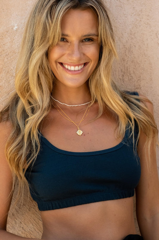 Catie Crop - *ORGANIC COTTON* - Ocean Blue