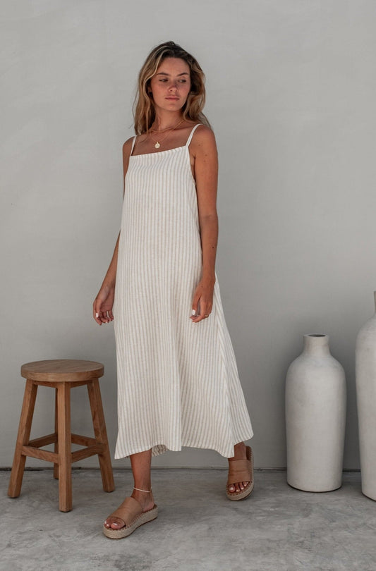 Daisy Dress - Natural Sand Dune Stripe