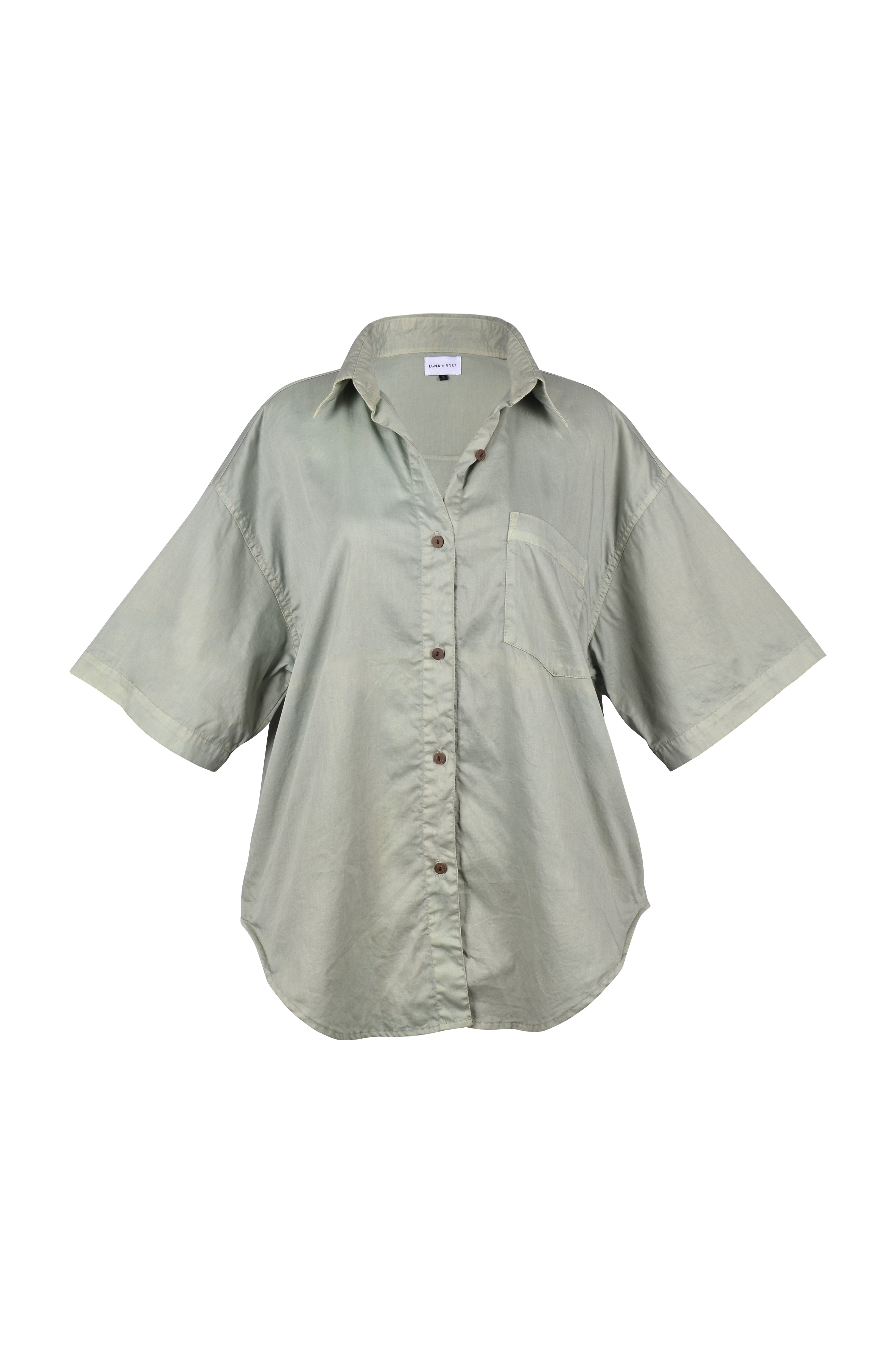 Jan Shirt - Organic Cotton - Sage *Organic Plant Dyed*