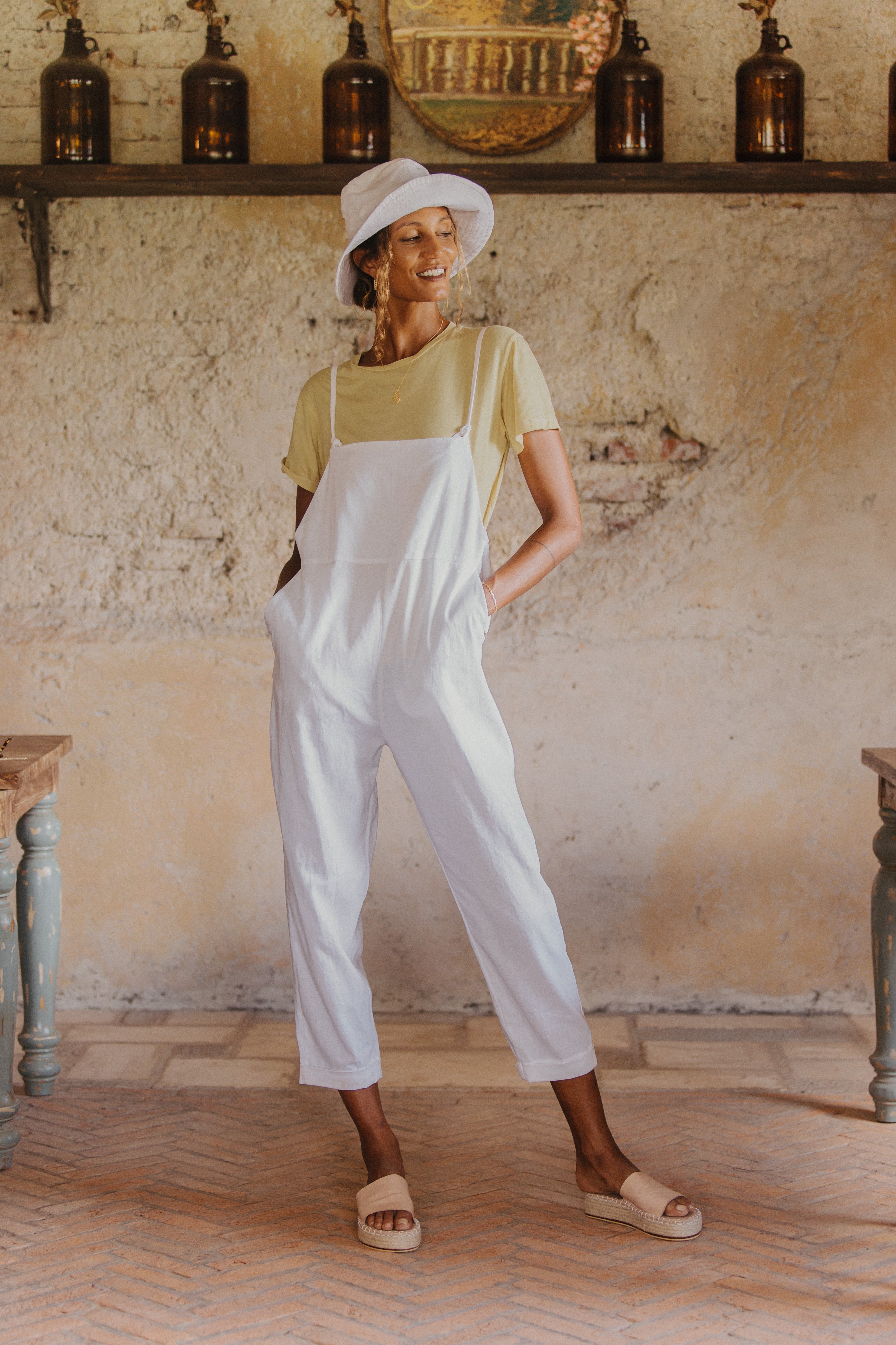 Ollie Overalls - Coconut White