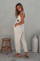 Ollie Overalls - Natural Sand Dune Stripe