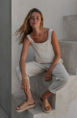 Ollie Overalls - Natural Sand Dune Stripe