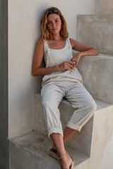 Ollie Overalls - Natural Sand Dune Stripe