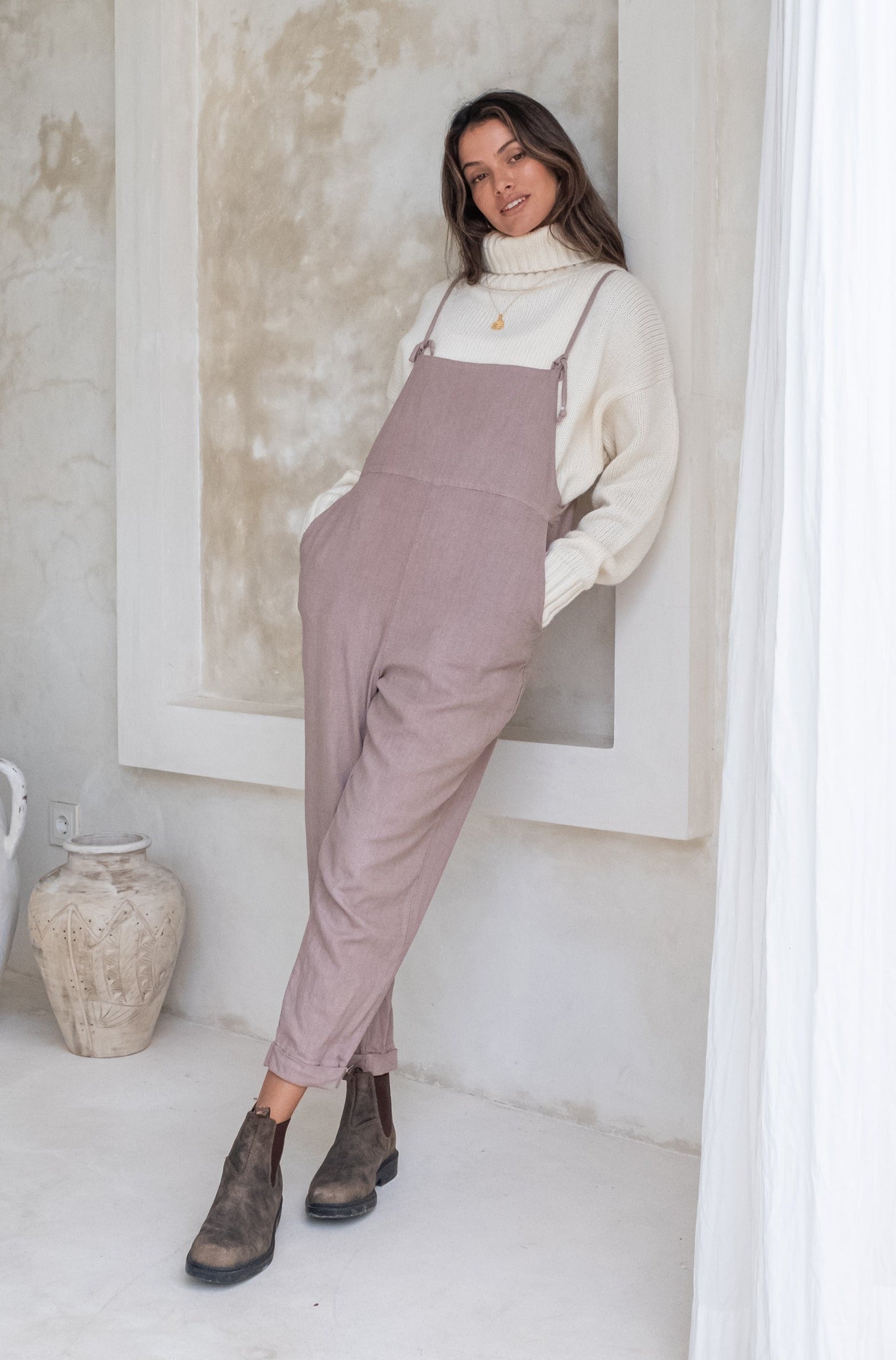 Ollie Overalls - Rosewood *Organic Plant Dyed*