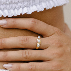 Polly Triple Pearl Ring - GOLD
