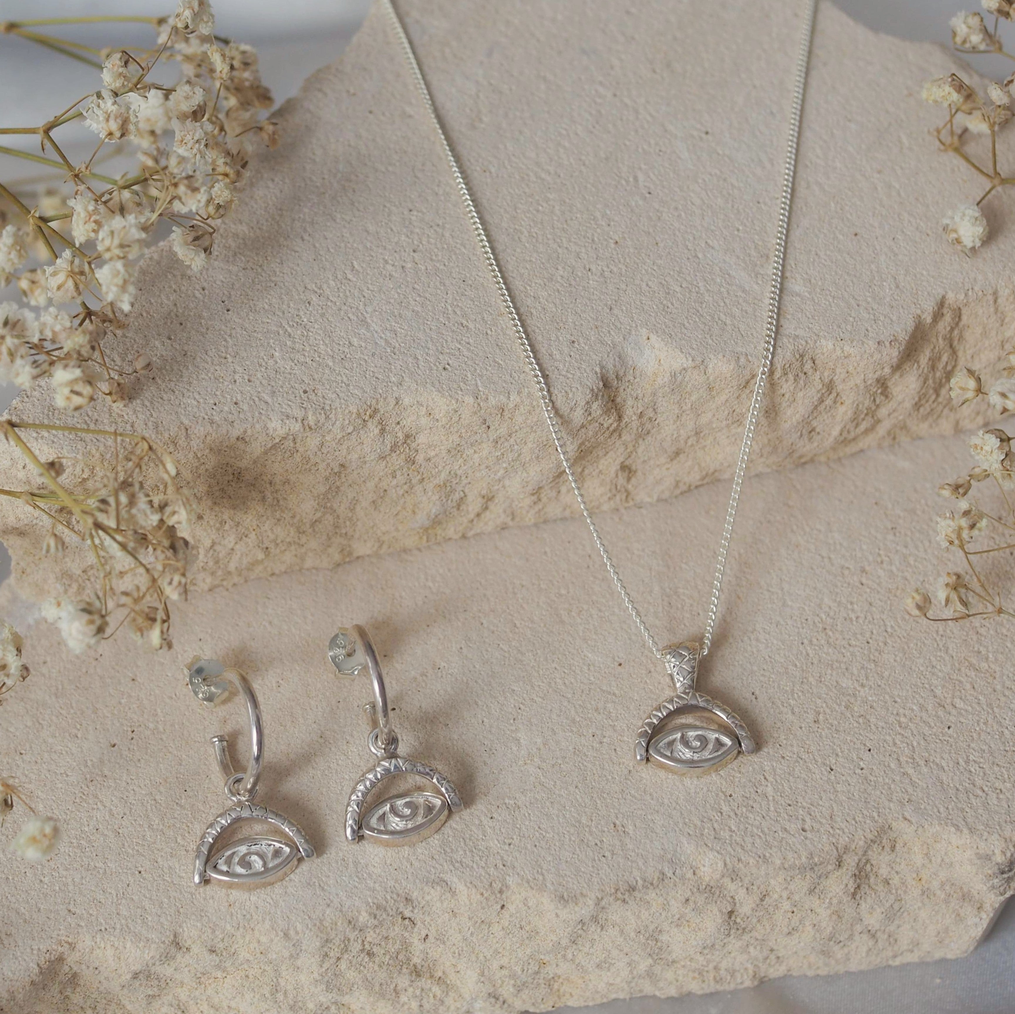 Protection Evil Eye Earrings - Silver