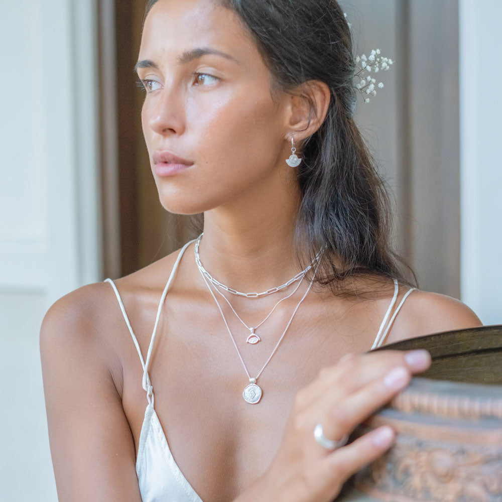 Protection Evil Eye Earrings - Silver