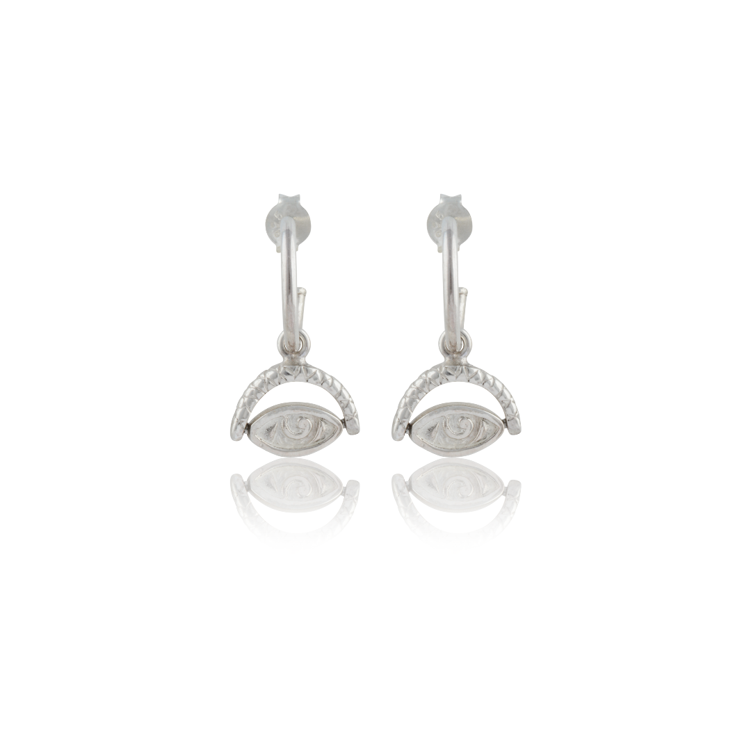 Protection Evil Eye Earrings - Silver