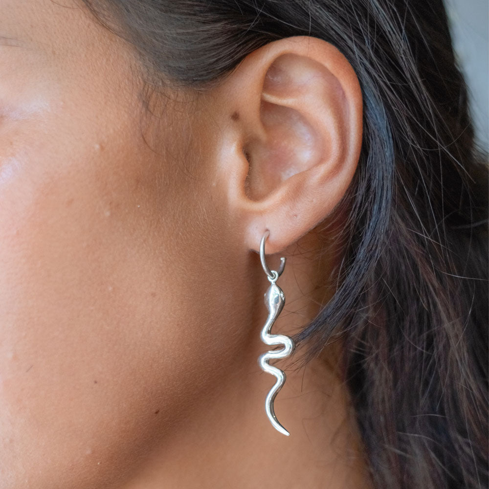 Snake 'Rebirth' Earrings - Silver