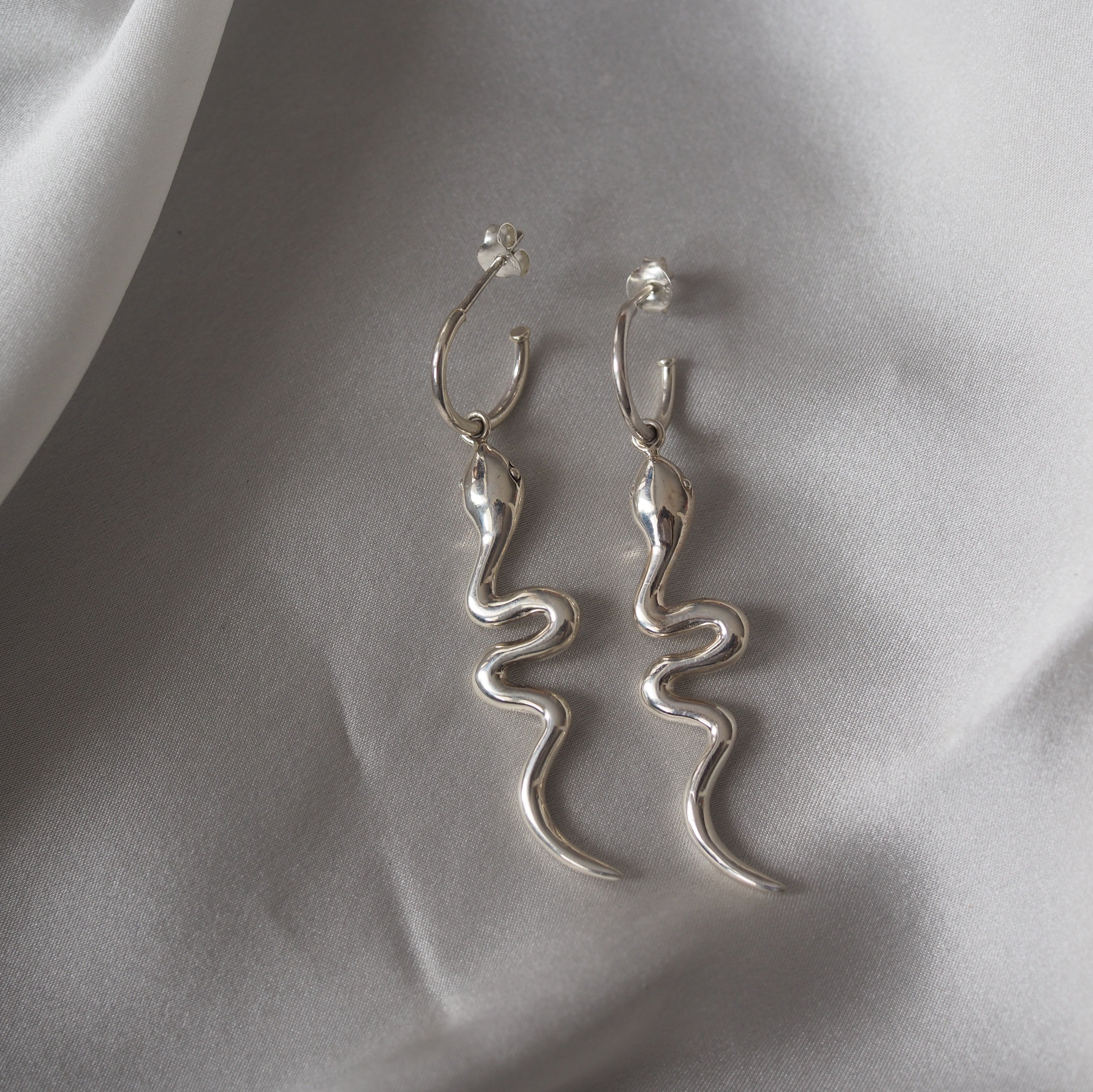 Snake 'Rebirth' Earrings - Silver