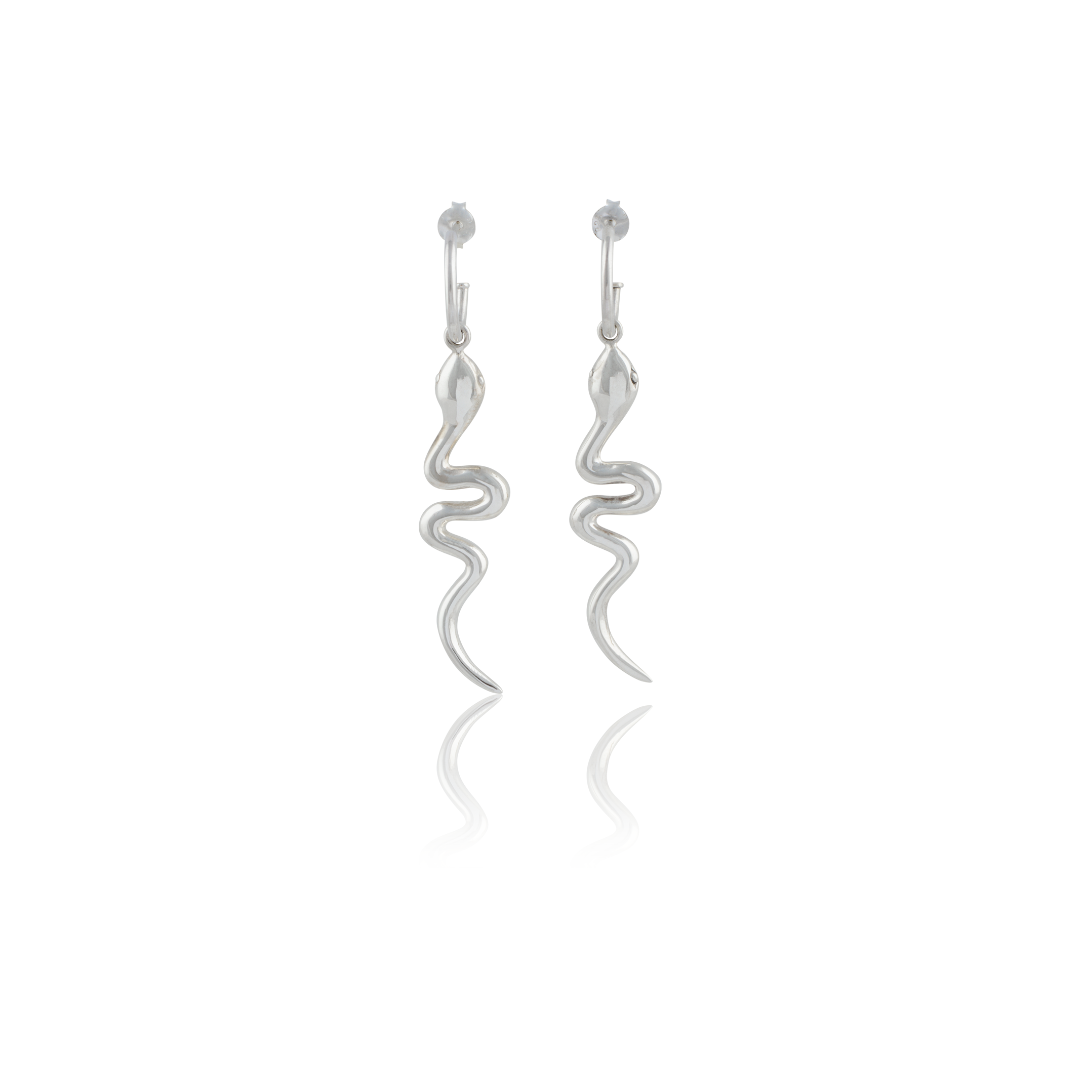 Snake 'Rebirth' Earrings - Silver