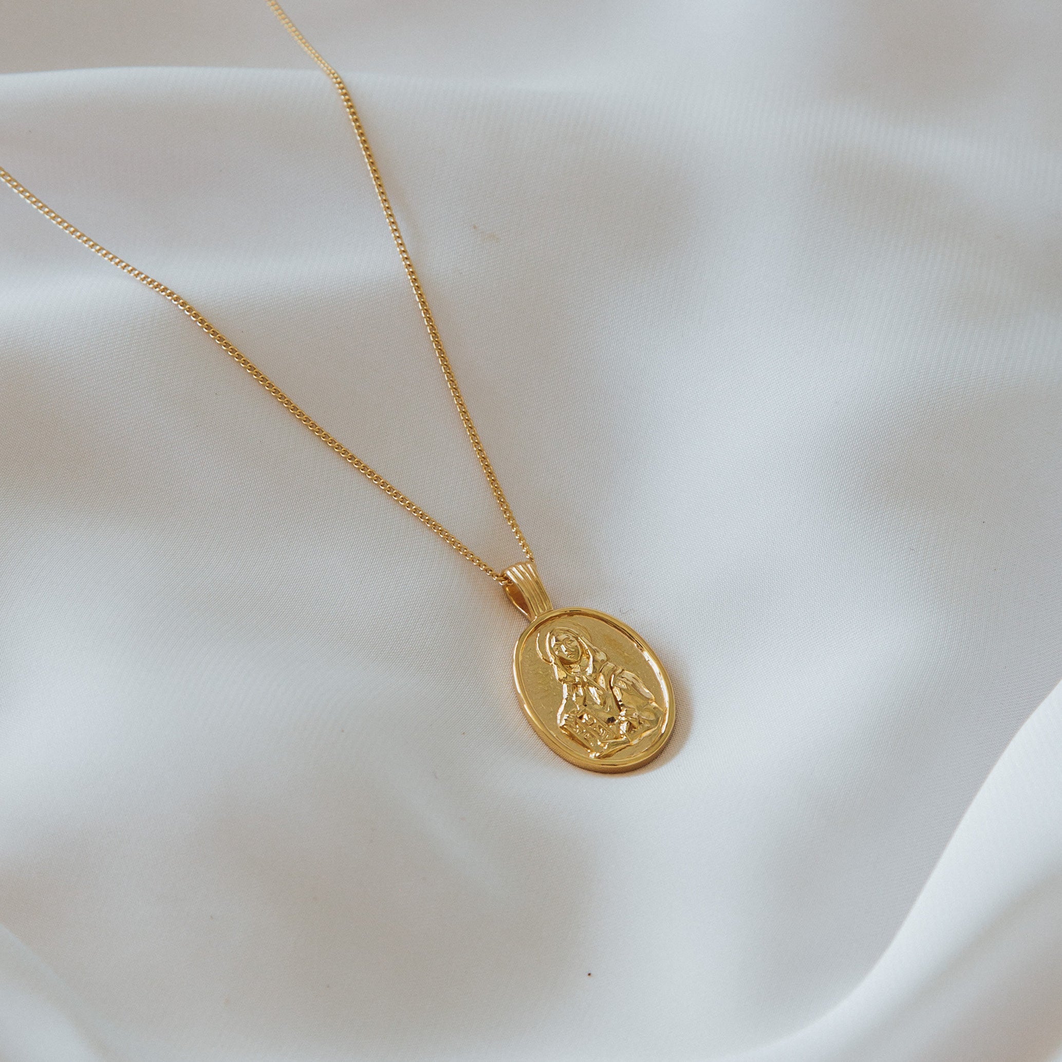 St Dymphna - Patron Saint of Anxiety Necklace - Gold