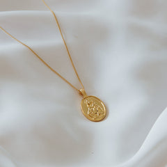 St Dymphna - Patron Saint of Anxiety Necklace - Gold