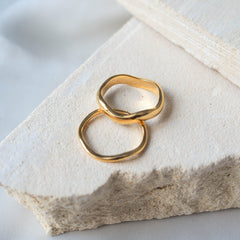 Lafayette Wave Ring Set (2 Rings) - Gold