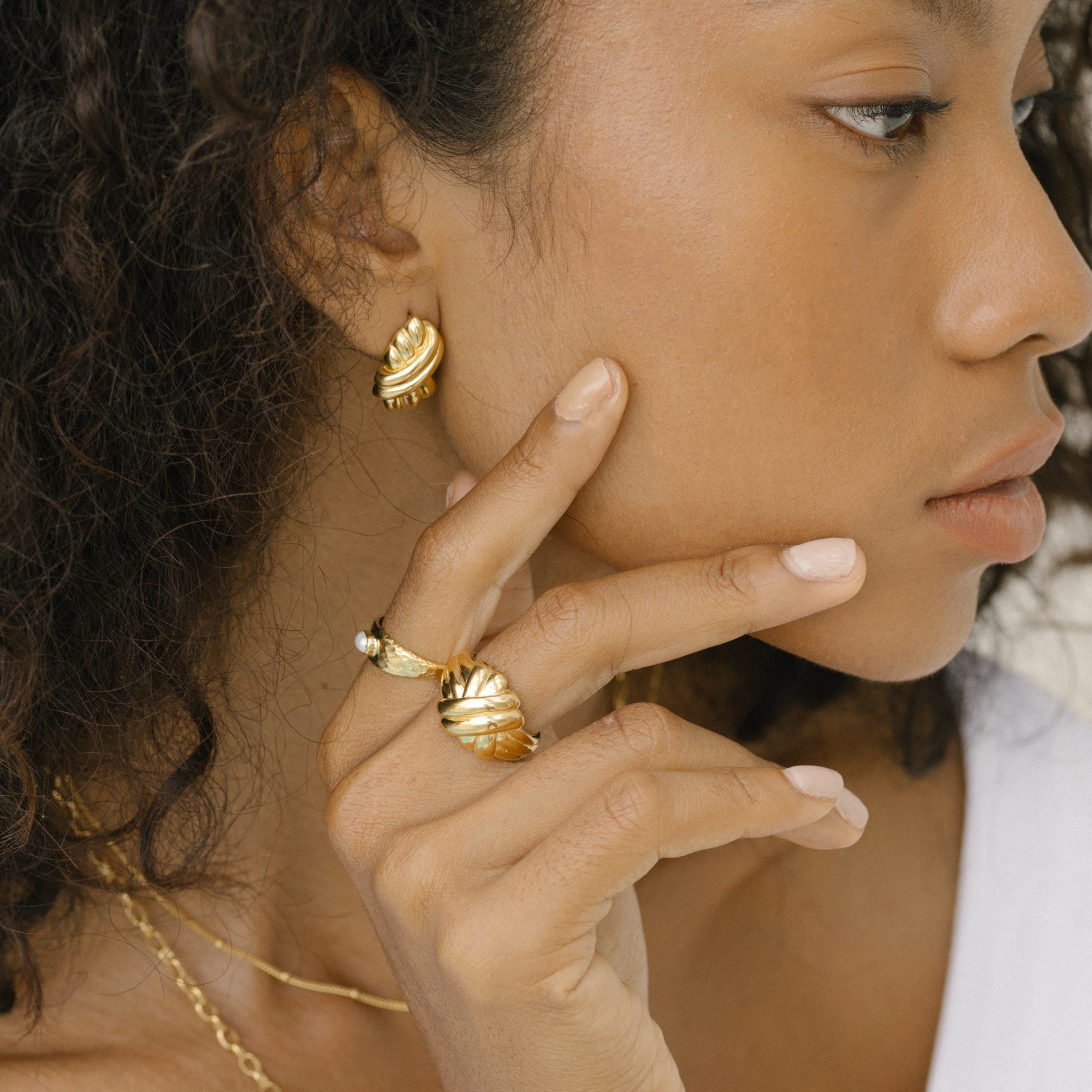 Tina Turner Plaited Ring - Gold