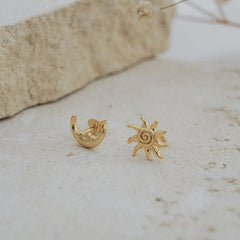 Neri x Luna & Rose - Moon & Sun Stud Earrings - Gold