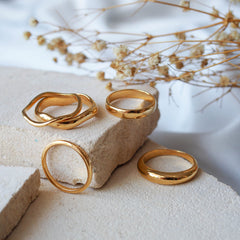 Lafayette Wave Ring Set (2 Rings) - Gold