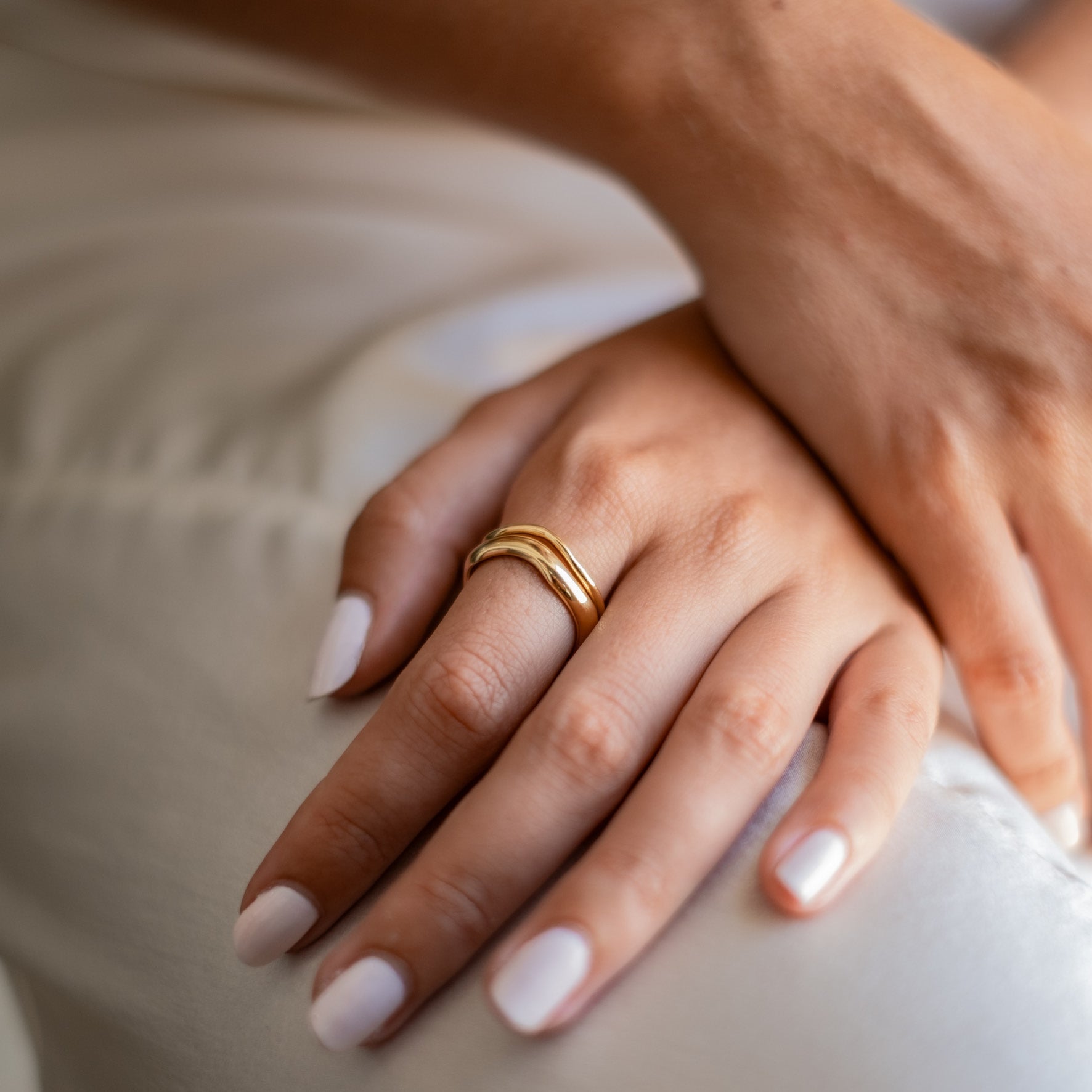 Lafayette Wave Ring Set (2 Rings) - Gold